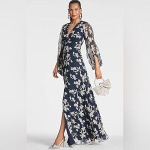 Sachin & Babi Jenny Floral Balloon Sleeve Gown size 12.